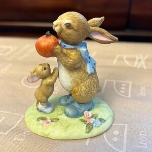 Vintage Lefton Hand Painted Bunny & Mouse Figurine